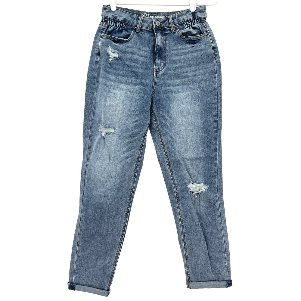 NOBO No boundaries Junior Distressed Rolled Hem Blue Stretch Jeans Size 3